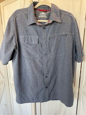 Pacific Trail Men's Short-Sleeve Button-Down Shirt in Charcoal UV protection